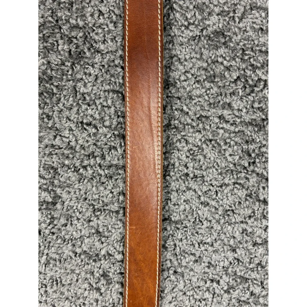 Nordstrom 1901 Mens Brown Leather Belt 42 Handcrafted USA Contrast Stitch 105cm
